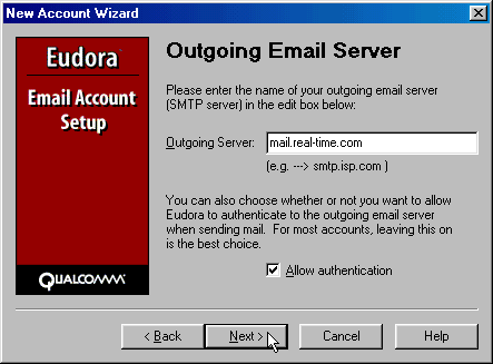 Select Outgoing Email Server