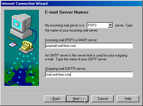 Enter email server names