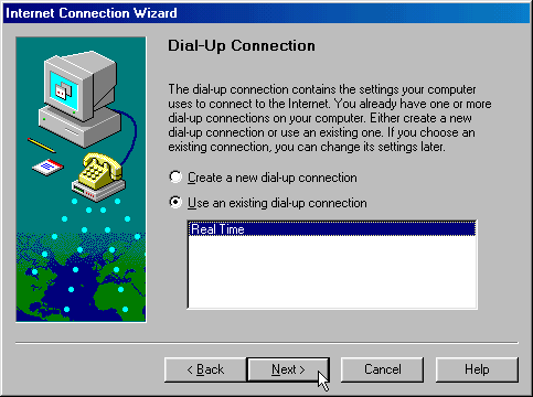 Select dialup connection