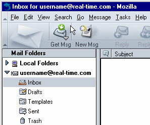 Check for New Mail - click Get Msg Icon
