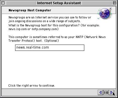 Enter news.real-time.com for the NNTP host