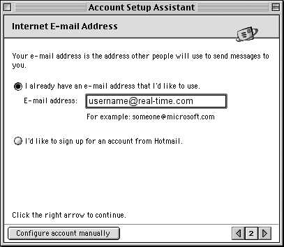 Enter your email address - click right arrow