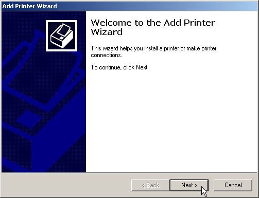 Add Printer Wizard, Step 1