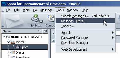 Select Tools, then Message Filters