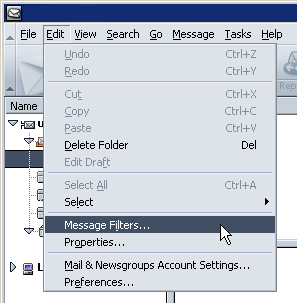 Select Edit, then Message Filters