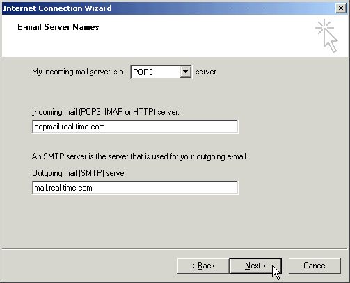 Specify server type, enter server names - click Next