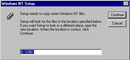 Windows NT setup - copy files