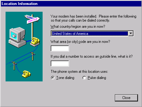 Dial-Up networking setup
