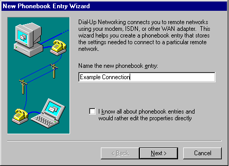 Dial-Up Networking Wizard